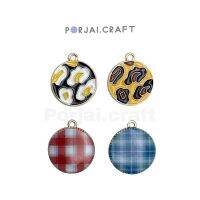 จี้ลายดอกไม้ จี้ลายสก็อต Plaid Pattern Pendant 23mm