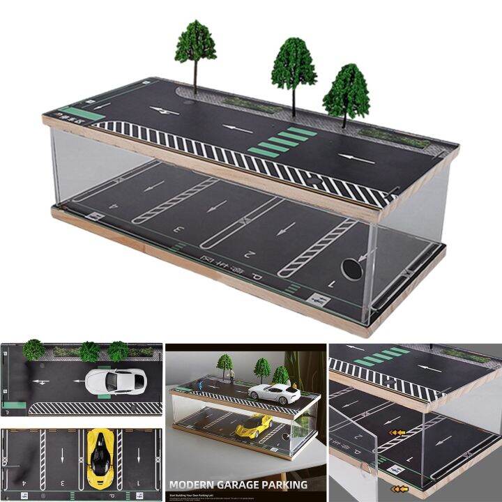 132 Scale Simulation Parking Lot Model Car Garage Display Case With Acrylic Trees Lazada PH