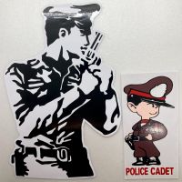 สติ๊กเกอร์ การ์ตูนตำรวจถือปืน,  POLICE CADET STICKERS แบบ PVC กันน้ำ