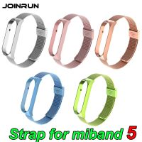 JOINRUN สายรัดสำหรับวง Xiaomi Mi 5สายโลหะเหล็กสแตนเลสสตีลสำหรับ Mi Band 5สายสำหรับ Miband 5สายรัดข้อมือ Pulseira