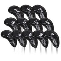 ☒▲▤ Golf Club Covers Iron Covers Club Head Covers 12pcs/set Club Protective Cover Crocodile Pattern PU Iron Covers