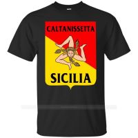 Black Tshirt Caltanissetta Sicily Province Trinacria Tshirt Size Cartoon T Men Tshirt