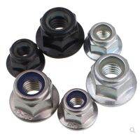 ☃♠✳ 2-20pcs M3 M4 M5 M6 M8 M10 M12 stainless ssteel 304 black Zinc Flange nylon lock nut Self-locking Nylock Lock nut A1