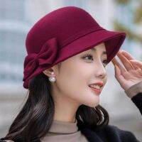 Women 39;s Hat Bow knot Woolen Felt Fedoras Korean Fashion Ladies Vintage Elegant Hat Warm Autumn Spring Panama Hat for Ladies