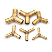 ㍿❍☌ Barbed Tube Pipe Fitting Tee 3 Way Connector Adapter Hose Barb Y Type Brass Copper With Valve For Fuel Gas Water