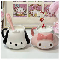 [High-End ถ้วย] อะนิเมะ Sanrioed My Melody Pochacco ตุ๊กตารูปร่างน่ารักแก้วเซรามิค Kawaii 300Ml ถ้วยน้ำเด็กอาหารเช้าถ้วยนมถ้วยกาแฟ