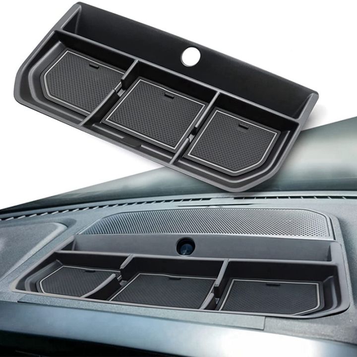 dashboard-storage-box-for-ford-f150-2021-accessories-center-console-organizer-tray-anti-slip-dash-mounted-holder