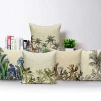 {fabric sofa} TropicalFlowers นกปลอกหมอนสัตว์ปลอกหมอนอิงโซฟาที่นั่งปลอกหมอนตกแต่งบ้านโยนปลอกหมอน