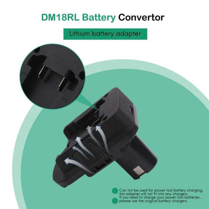 dm18rl-lithium-battery-convertor-adapter-for-ryobi-20v-18v-p108-abp1801-li-ion-battery