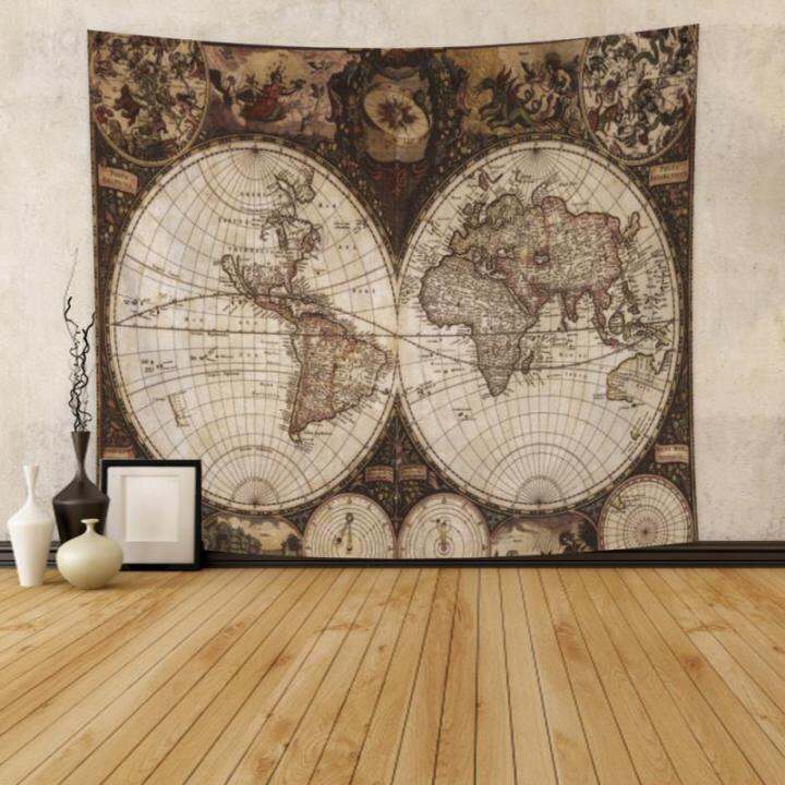 cw-world-map-vintage-tapestry-navigation-map-compass-polyester-fabric-wall-hanging-blanket-car-bohemian-home-decor-tapestries