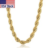 【DT】hot！ New Fashion Twisted Rope Chain Gold Color Necklace for Men Jewelry Gifts 22inch 3-7mm KNM178A