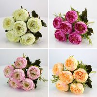 hot【cw】 Hot rose peony rayon flower bouquet family party spring wedding decoration fake flowers