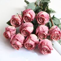 ✹✼ Scorched Edge Beautiful Rose Peony Artificial Silk Flowers Small White Bouquet Home Party Winter Wedding Decoration Fake Flowers
