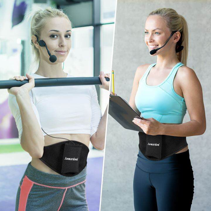 mic-belt-dance-gym-bag-microphone-holder-pack-microphone-carrier-pouch-for-fitness-instructors-speakers-with-class-wheat-bag