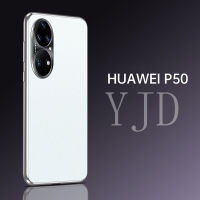 YJD Huawei P50 Pro นวัตกรรมแผ่นหลังฝ้าเลนส์โลหะเคสโทรศัพท์กันกระแทกกรอบ