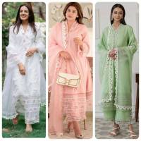 ชุดอินเดีย:?*Top Fabric*:Heavy Pure Soft Maska Cotton Silk With Embroidery Work And Fancy Embroidery Cut Work Border with Full Sleeve ?*Top Length*:41-42 inches  Pent Fabric *: Pure Soft Maska Cotton Silk With Fancy india