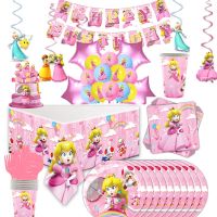 Princess Peach Birthday Party Decorations Disposable Cup Plates Napkin Tablecloth Kids Girls Birthday Party Supplies Baby Shower