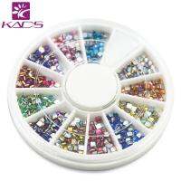 Kads AB 2x2mm สแควร์ rhinestones สีสัน 12 สีเล็บตกแต่งเล็บล้อ