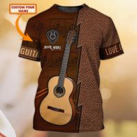 3D Guitar Print T Shirt For Men Pop Music Style Oversized T-Shirt Hip Hop Harajuku Streetwear Summer Casual O-neck Short Sleeve