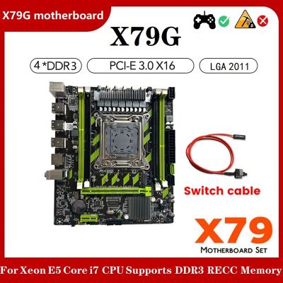 X79G PC Game Motherboard PC Game Motherboard Motherboard +Switch Cable LGA2011 4XDDR3 RECC RAM Slot M.2 NVME PCIE X16 6XUSB2.0 SATA3.0 Server Motherboard
