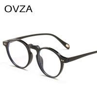 OVZA กรอบแว่นสายตาสไตล์พังก์สำหรับผู้ชายแว่นตาป้องกันแสงสีฟ้ากรอบแว่นตาทรงกลมสไตล์เรโทรสำหรับผู้หญิงเลนส์ป้องกันความเมื่อยล้า S5066