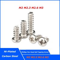 20 100pcs M2 M2.3 M2.6 M3 Nickel plated PT Cross Phillips Pan Round Head Self Tapping Screw Cutting Tail