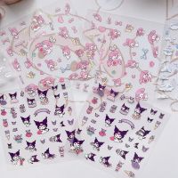 Sanrio สติกเกอร์อะนิเมะ Kuromi การ์ตูน Kawaii โปร่งใสตกแต่งอย่างสร้างสรรค์ Diy มือวัสดุบัญชีสติกเกอร์กันน้ำ