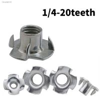 ✌ BSW White zinc four-jaw nuts 1/4-20 Teeth Four Claws Nut Speaker Nut T-nut Blind Pronged Inser Tee Nut Furniture Hardware