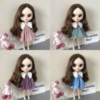 (Popular toys)เสื้อเดรสแขนสั้นมาใหม่ล่าสุดสุดน่ารัก,กระโปรงสีชมพูคอตุ๊กตาบาร์บี้ Blyth OB24 Azone Licca Pullip