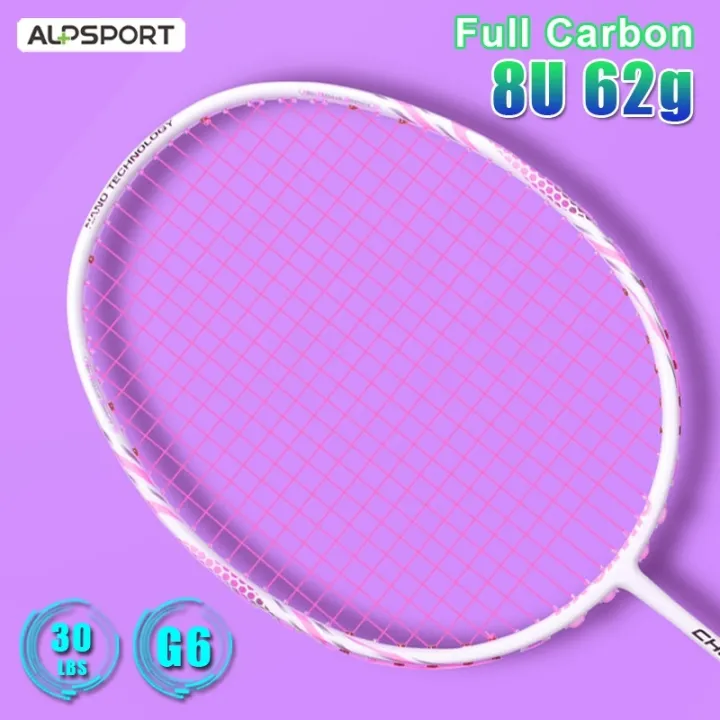ALP DF 8U G6 Max 30Lbs Strung 100 Full Carbon Fiber Pink Badminton