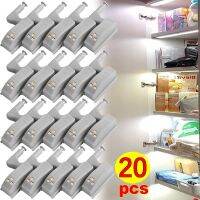 20pcs Closet LED Lamp Battery Control Cabinet Lamp Inner Hinge  Induction Lights Wardrobe Cupboard Sensor Light Home Mini Lamps Ceiling Lights