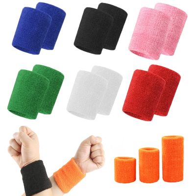 2PCS Colorful Cotton Wrist Sweatband 8/10/12/15CM Sport Wristband Brace Wrap Bandage Running Badminton Basketball Gym Strap