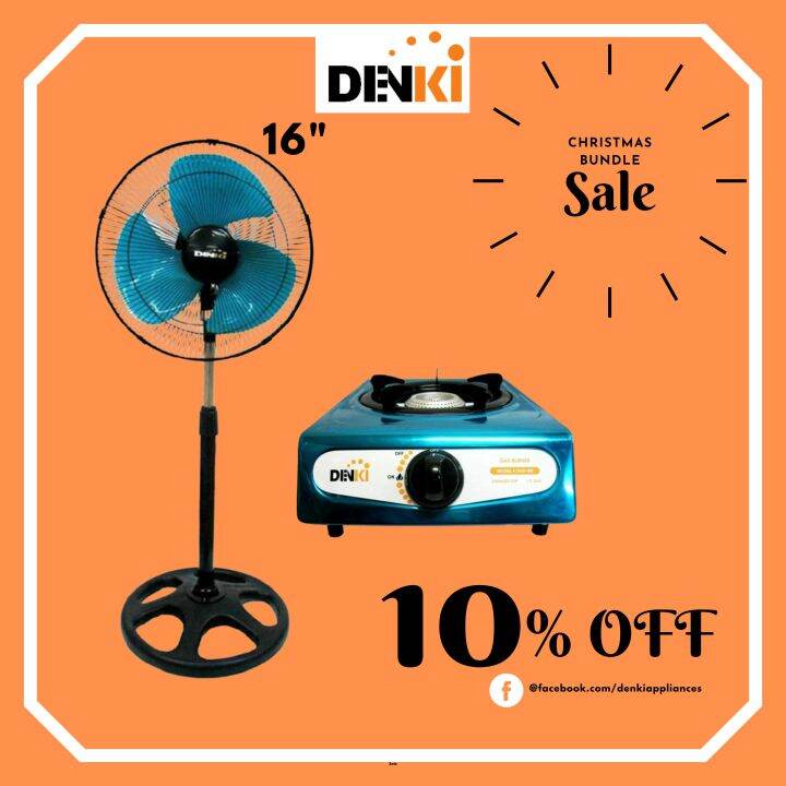 DENKI DEALS STAND FAN 16" GREEN + SINGLE BURNER GAS STOVE Lazada PH