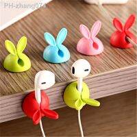 SIANCS 2pcs Kawaii Rabbit Earphone Cable Winder USB Cable Ties Organizer Wire Cord Fixer Clip Bobbin clamp protector