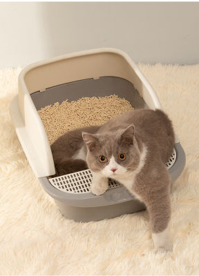 Cat toilet Semi-enclosed Cat litter box design sand box cat tray with mesh for Kittens Easy to clean Large capacity cat bedpans