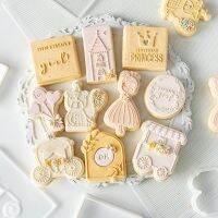 Princess Castle Cookie Press Stamp Happy Birthday Cake Decoration Tool Acrylic Cartoon Biscuit Mold Fondant Pastry Cookie Cutter Bread Cake  Cookie Ac