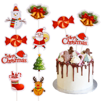 24Pcs Merry Christmas Cupcake Toppers Santa Xmas Tree Snowman Stocking Elk Cake Decor Christmas Party Supplies