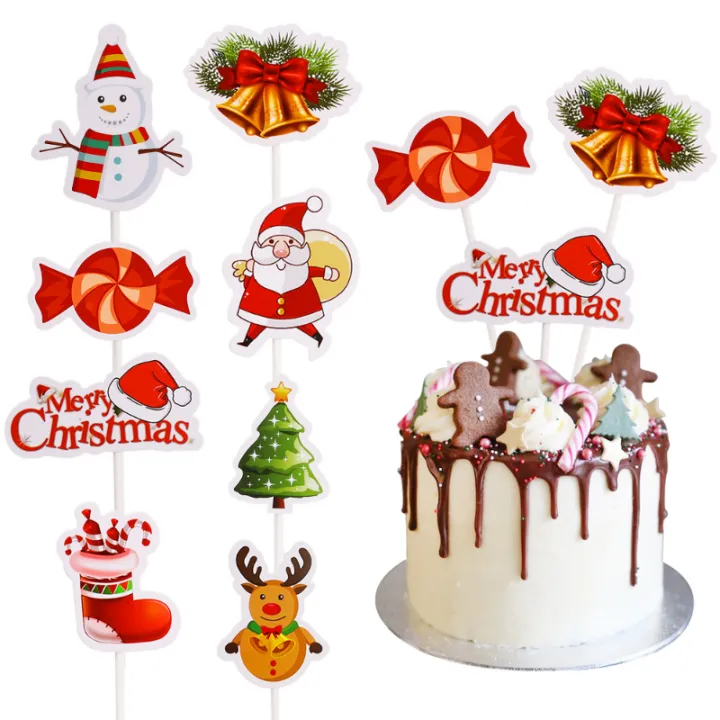 24pcs Merry Christmas Cupcake Toppers Santa Xmas Tree Snowman Stocking Elk Cake Decor Happy Christmas Party Supplies Favors | Lazada