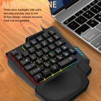 Alwaysonline One Handed Gaming Keyboard 35 Keys Waterproof Wide Palm Rest Black Single for Computer Mobile Games