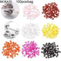 MORATE 100pcs/bag ใหม่ ทนทาน สร้อยข้อมือลูกปัดคงที่ 12สี อุปกรณ์ต่อพ่วงปลายสาย จุกยาง ผิวด้านเรียบ โอริง วงแหวนปลายท่อ