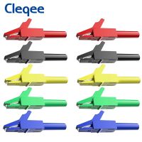 Cleqee P2007 10pcs Alligator Clip to 4mm Banana Female Jack Test Adapter Crocodile Clamp Compatiable with 4mm Banana Plug