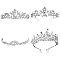 【YF】 Women Kids Tiara Crowns with Comb Pins Imitation Crystal Glitter Rhinestone Headband Wedding Bridal Prom Party Jewelry Headpiece