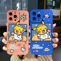 สำหรับ VIVO Y15A Y15S T1 5G Y21S Y21A Y21S Y33S Y12S Y11S Y12A Y01 Y1S Y01C Y20s G Y20A น่ารัก Pikachu UFO นักบินอวกาศคุณภาพสูงเลนส์ป้องกันเลนส์สแควร์ Edge Full Len กรณีป้องกัน