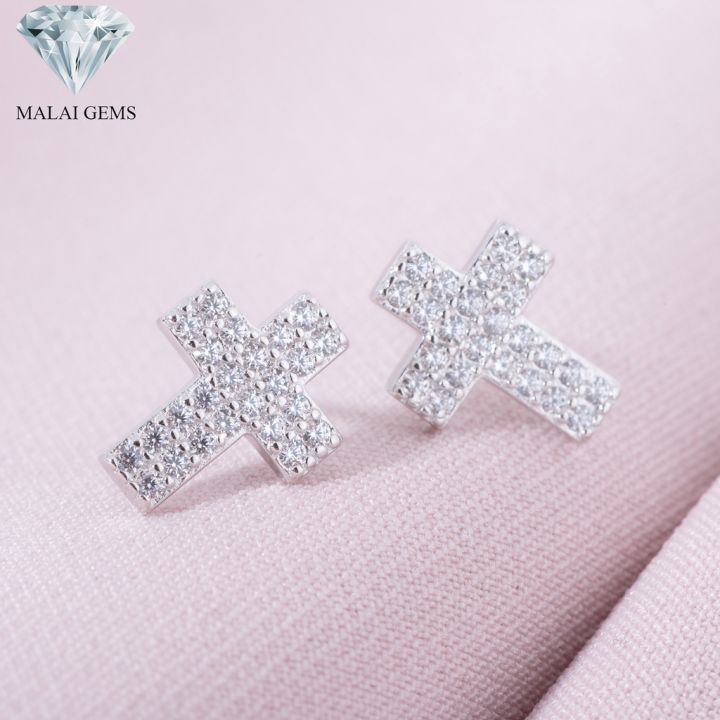 malai-gems-ต่างหูเพชร-เงินแท้-silver-925-เพชรสวิส-cz-เคลือบทองคำขาว-รุ่น-155-40e0042-แถมกล่อง-ต่างหูcz-ต่างหูเงินแท้