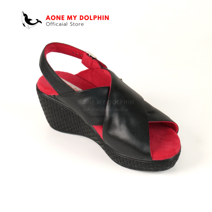 aone-my-dolphin-ลิขสิทธิ์แท้-wd51-รองเท้าส้นสูงหนังแท้-รองเท้าเพื่อสุขภาพ-รองเท้าผู้หญิงพื้นนุ่มใส่สบาย