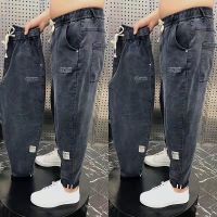 CODff51906at 【 M-8XL 】 Mens Elastic Loose Fitting Jeans Fashionable and Versatile Dad Pants Middle-aged High Waisted and High Crotch Comfortable Casual Pants