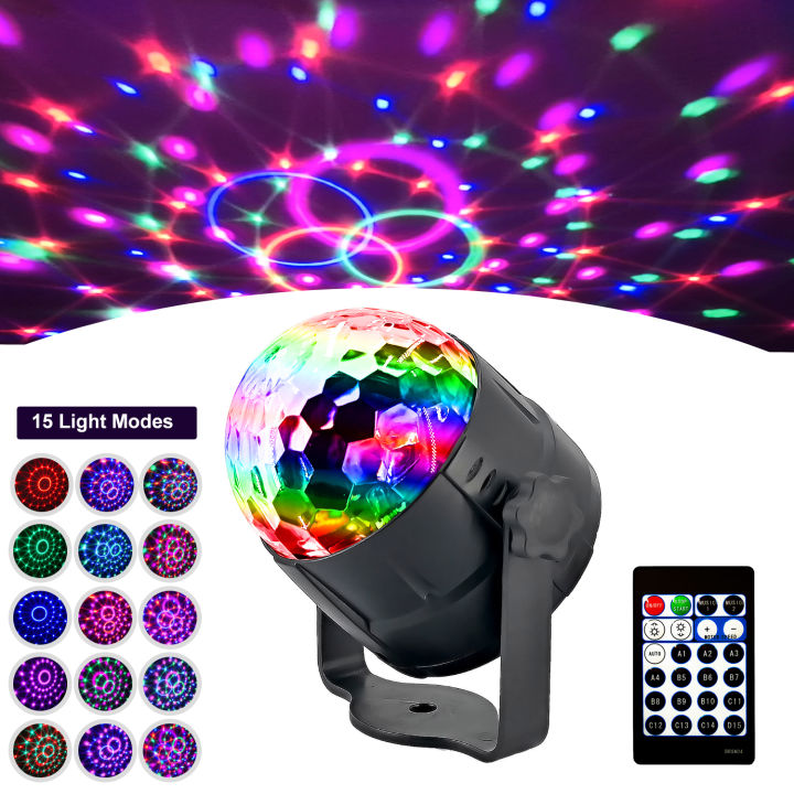 15 Colors Party Lights, Disco Ball Disco Lights,Dj Rave Lights Led Strobe  Lights Sound Activated Stage Lights Projected Effect Dancing Lights Remote  Control for Birthday Xmas Wedding Bar Kids Christmas