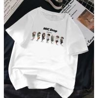 【New】เสื้อยืด พิมพ์ลายการ์ตูน BTS Mic drop โอเวอร์ไซซ์S-5XL