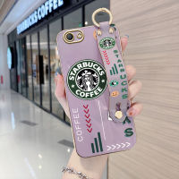 ปากกาจับ OPPO A59 F1S พร้อมสายรัดข้อมือขอบสี่เหลี่ยมนิ่มลายการ์ตูน Strbuks ชุบเคสโทรศัพท์เคสโทรศัพท์นิ่มชุบหรูหรา