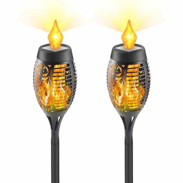 Solar Torch Flame Lights Waterproof Garden Patio 13 LED Flickering ...